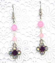 Women New Clover Violet Swarovski Elements Crystal Gemstone Pierced Earrings - $9,999.00
