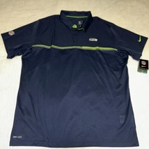 Seattle Seahawks Jersey Polo Shirt XXL Blue NFL On Field Apparel Nike Dri Fit - $28.88