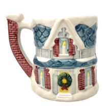 Claire Burke Christmas Cottage Mug Vintage 80s Holiday House 3D Cottagecore - £11.85 GBP
