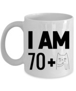 Funny Cat Coffee Mug 11oz I Am 70 Plus One Middle Finger 71st Birthday C... - $23.02 CAD