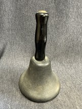 Vintage antique cast iron Bell Black Wood Handle School Teacher’s 7.5” LOUD - £52.30 GBP
