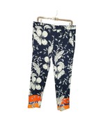 Zara Womens Size 6 Pants Stretch Navy Tropical Floral Color Block Croppe... - €14,13 EUR