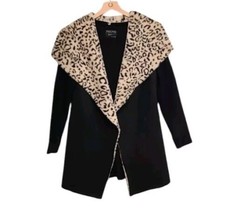 Twelfth Love Womens Medium Animal Print Faux Fur Cardigan Sweater Open F... - £19.67 GBP