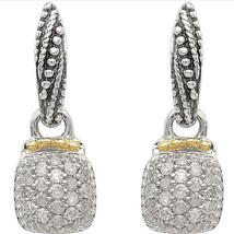 1/5 CT Moissanite Diamond Cluster Dangle Stud Earrings 14K Gold Plated Silver - £165.93 GBP