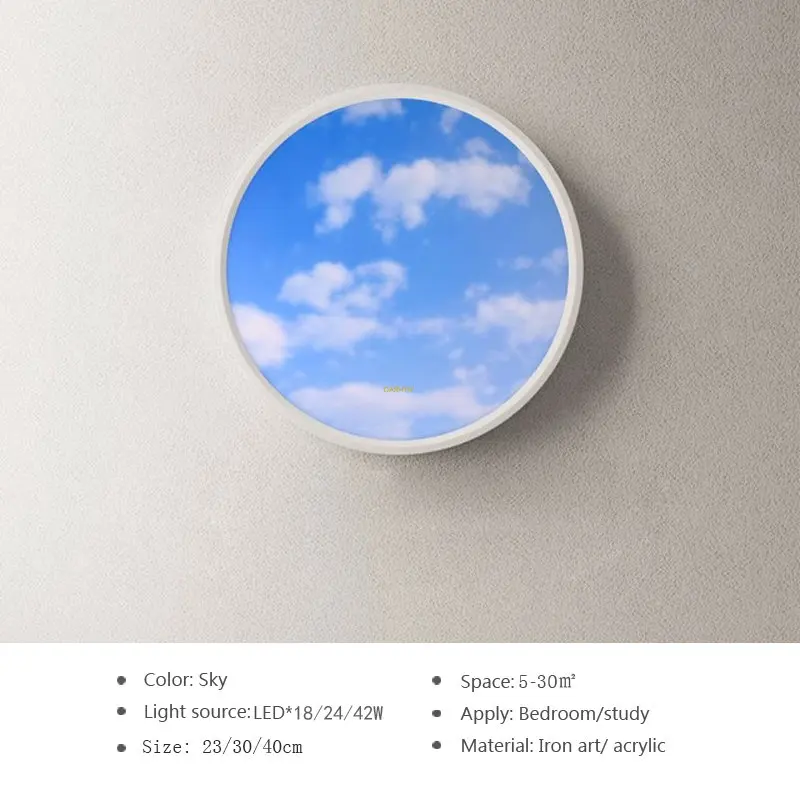 LED Ceiling Light  Blue Sky Moon Ultra-thin Lighting Lustre For Corridor Balcony - £183.12 GBP