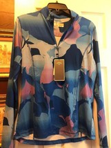 Nwt Callaway Royal Blue Abstract Gradient Long Sleeve Mock Golf Shirt S M L - £33.62 GBP