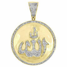 2.10Ct Simulated Diamond Allah Islamic Men Pendant 14K Yellow Gold Plated Silver - £100.09 GBP