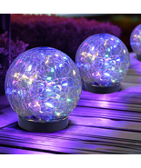 Solar Globe Lights Outdoor Waterproof-Solar Balls for Garden-Cracked Gla... - $14.54
