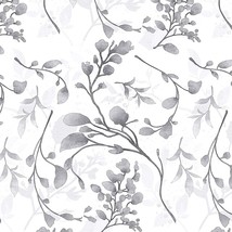 Orainege Grey Floral Wallpaper Peel and Stick Wallpaper 17.7 inch×393.7 inch - £38.22 GBP
