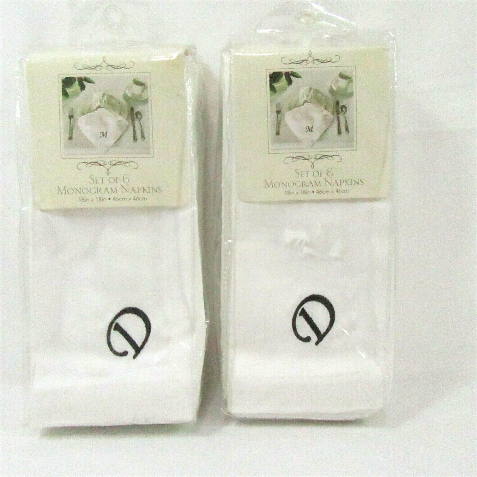Elrene Home Fashions Monogram 'D' Embroidered White Cotton 12-PC Napkin Set - $54.00