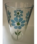 Vintage Hazel Atlas Pint Sour Cream Glass Blue And Green Daisy&#39;s - €17,16 EUR
