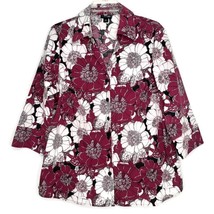 East 5th Womens Blouse Size 1X 3/4 Sleeve Button Front V-Neck Multicolor Floral - £10.98 GBP