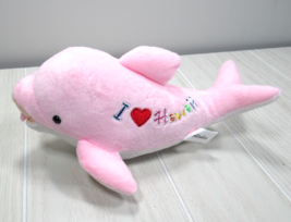 I love Hawaii Dolphin Plush stuffed animal pink white rainbow letters souvenir - £15.81 GBP