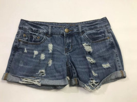 Rue 21 Juniors Size 3/4 Distressed Denim Short Shorts Low Rise Casual - £15.76 GBP