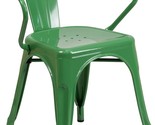 Commercial Grade Green Metal Indoor-Outdoor Chair With Arms From Flash - $103.98