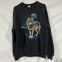 VTG 80s LSJ Sportswear Wolf Moon Sweatshirt Sz XXL 28 Long 21 Across Kan... - £64.30 GBP