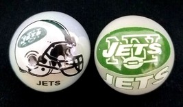 2 Vintage New York Jets White 1&quot; Glass Marble - £12.61 GBP