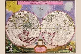 Novus Planiglobii Terrestris Per Utrumque Polum Conspectus; Stereographic Map of - £17.57 GBP+