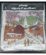  New 18x18 Snowy Town Greene Objects Needlecraft Vintage 1976 Cross Stit... - $24.99