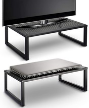 Black, 2 Pack- Simple Trending Monitor Stand Riser, Metal Desk, Pc. Prin... - £26.55 GBP