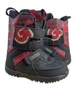 Burton Youth Grom Snowboard Boots Black Red Plaid Youth Size 2 Snowboarding - $64.35