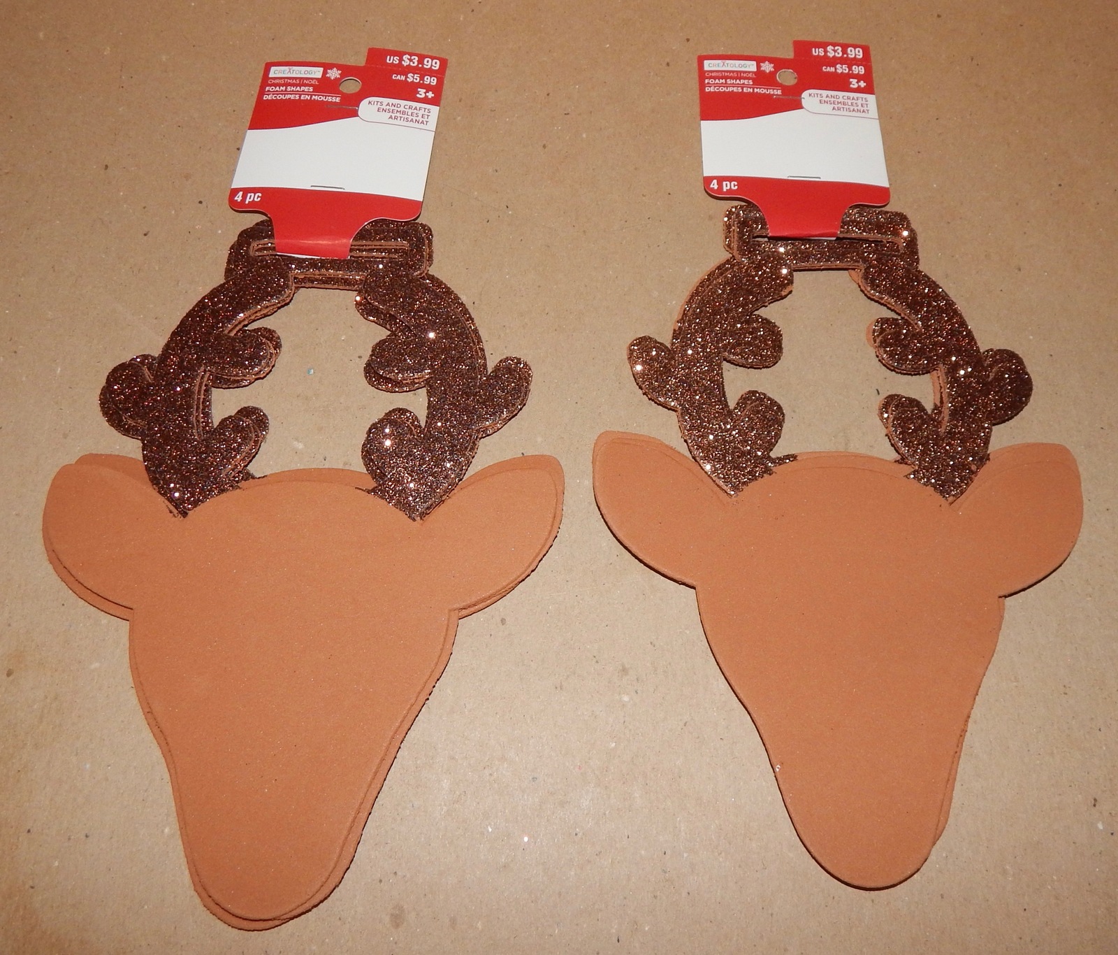 Christmas Foam Ornament Shapes 8 pc Kits &amp; Crafts Reindeer Creatology 147Y - $7.49