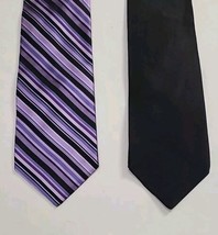 Murano 100% Silk Necktie USA Made Black And Purple Diagonal Stripe Lot O... - $24.63