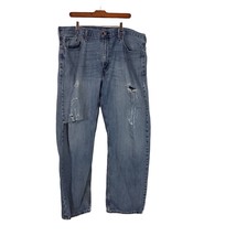 Levis 569 Loose Straight Fit Blue Denim Distressed Jeans Mens Size 38 x 32 - £20.14 GBP