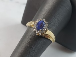 Womens Vintage Estate 14K Yellow Gold LeVian Sapphire Diamond Ring 3.8g #E1081 - £493.31 GBP