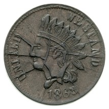 1863 Broas Pie Baker, New York, NY Die Clash Marks on Both Sides High Grade - $187.84