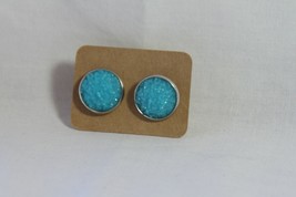 Faux Druzy Stud Earrings 12mm (new)  LIGHT BLUE - £4.46 GBP