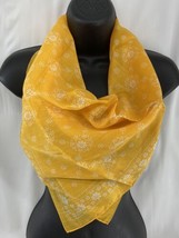 Vintage Orna 1970s Marigold Yellow Floral Mod Scarf Bright 25X24&quot; Japan ... - £11.81 GBP