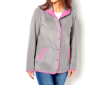 Susan Graver Weekend Polar Fleece Jacket with Contrast Trim- Gray / Pink... - $29.69