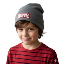 Marvel Logo Boys Knit Cuff Beanie Warm Hat (for ages 4-8yrs) NWT - $12.86