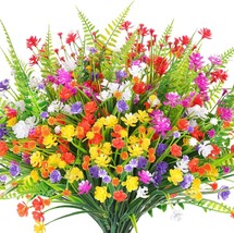 CEWOR 14 Bundles Artificial Flowers, Faux Plants Outdoor, UV, Mix Color - £10.97 GBP