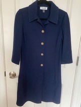 St John Collection Navy Collared Knit Button Down Sweater Dress Gold Har... - $139.00