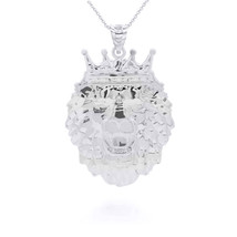 925 Sterling Silver Royal Crowned Lion King of the Jungle Pendant Necklace - £43.27 GBP+