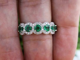 3.25Ct Round CZ Emerald Eternity Bague de Fiançailles 14K Or Blanc... - £104.41 GBP