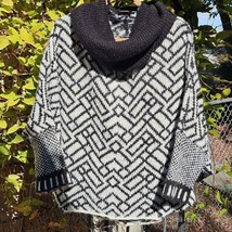 Wooden Ships Poncho Sweater Womens Size M L Black Wool Mohair Cowl Neck ... - $23.98