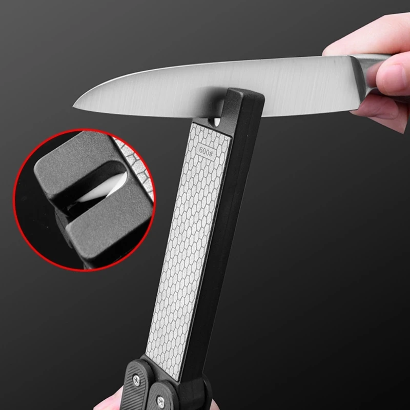 Handheld Double Sided Sharpener, 3 in 1 400/600 Grit Foldable Diamond Knife - £10.88 GBP