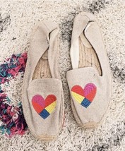 Soludos Women&#39;s Embroidered Heart Espadrille Slip on Flats Shoes Size 9.5 - $18.99
