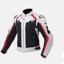 Men Black White Motor Biker Red Linings Real Genuine Leather Safety Pads Jacket - £122.46 GBP