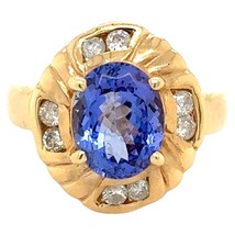 3ctw Tanzanite Solitaire with Diamond Accents 14k Yellow Gold Ring 6.8g Size 6.5 - $6,860.00
