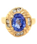3ctw Tanzanite Solitaire with Diamond Accents 14k Yellow Gold Ring 6.8g ... - $6,860.00