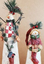 Snowmen Hand Painted 15 1/2&quot; x 5&quot; And 11 1/2&quot; x 4 1/2&quot; Set Of 2 Rustic S... - $16.82