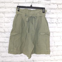 A New Day Shorts Womens XS Green Belted Elastic Waist Pockets Paperbag Mom  - $15.88
