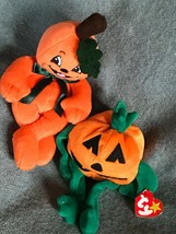 Lot of 2 Ty Small Plush PUMKIN &amp; Kids Orange Halloween PUMPKIN Jack O’ Lantern  - £9.06 GBP