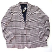 NWT J.Crew Boyfriend Blazer in Ivory Burgundy Shadow Houndstooth Wool Jacket 22 - £108.81 GBP