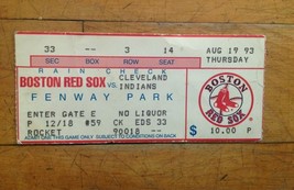  Cleveland Indians Vs Boston Red Sox Ticket Stub Vintage August,19 1993 - $26.71