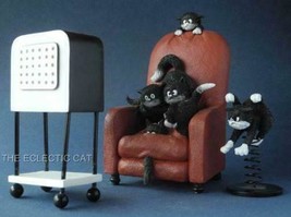 Dubout Cats Watching Scary Movie Chats Quelle Horreur! Statue Sculpture France - £83.74 GBP